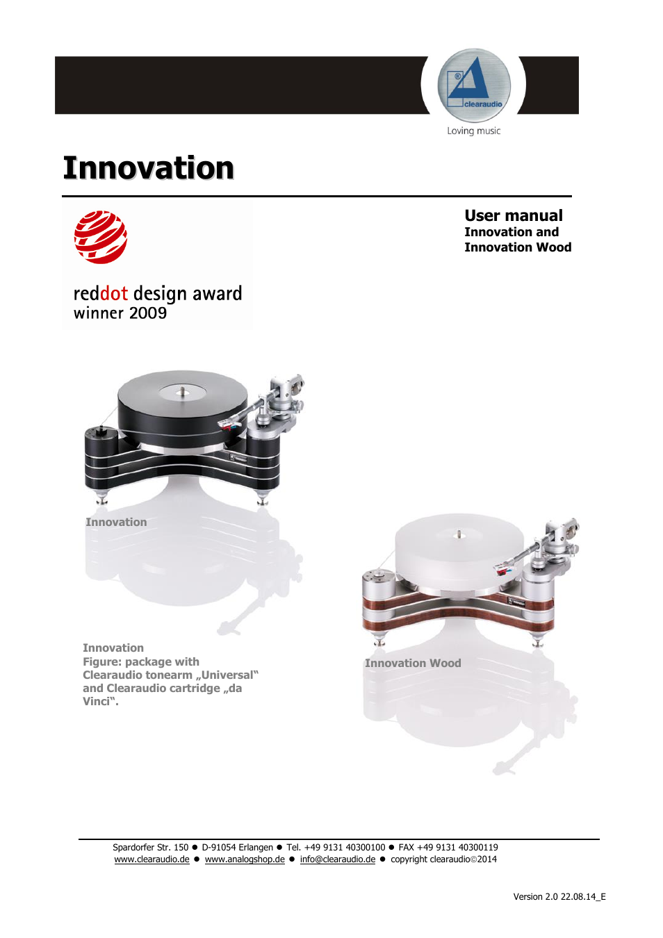 Clearaudio INNOVATION User Manual | 16 pages