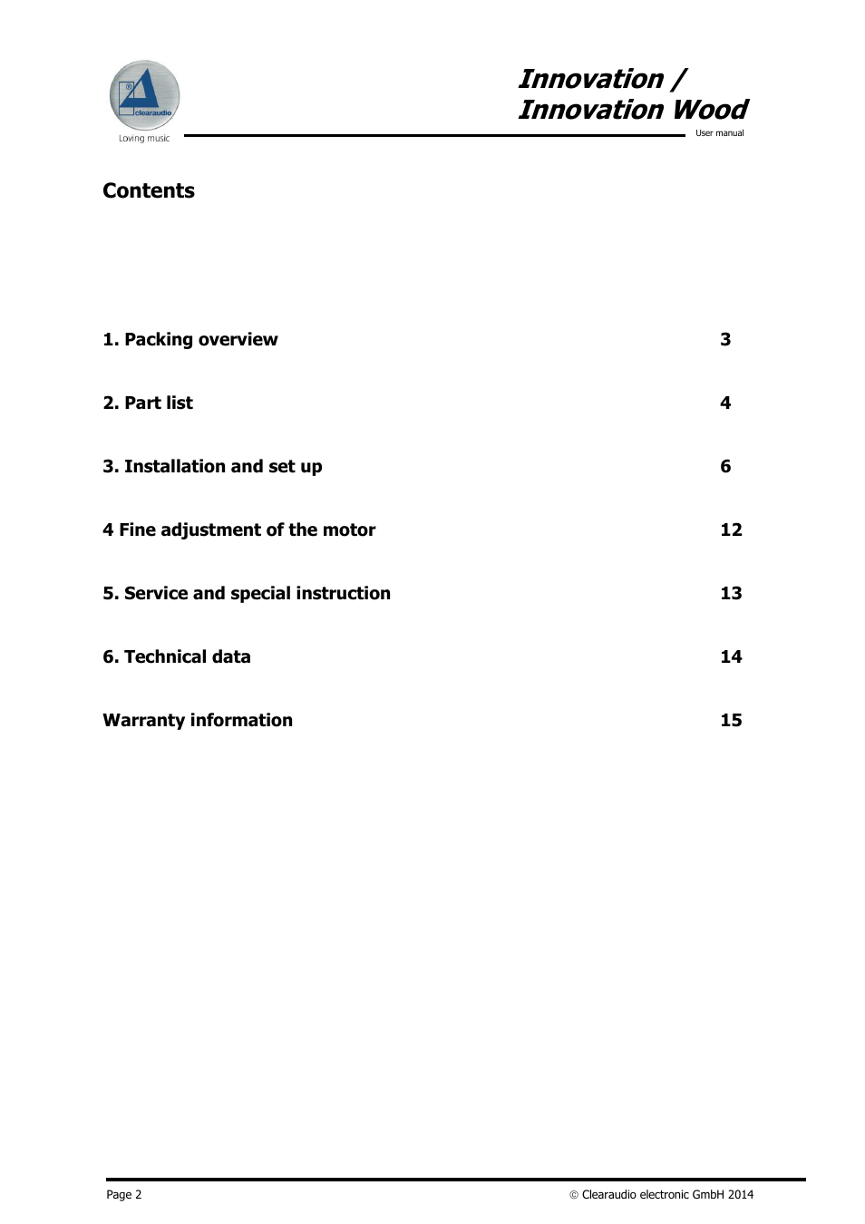 Clearaudio INNOVATION User Manual | Page 3 / 16