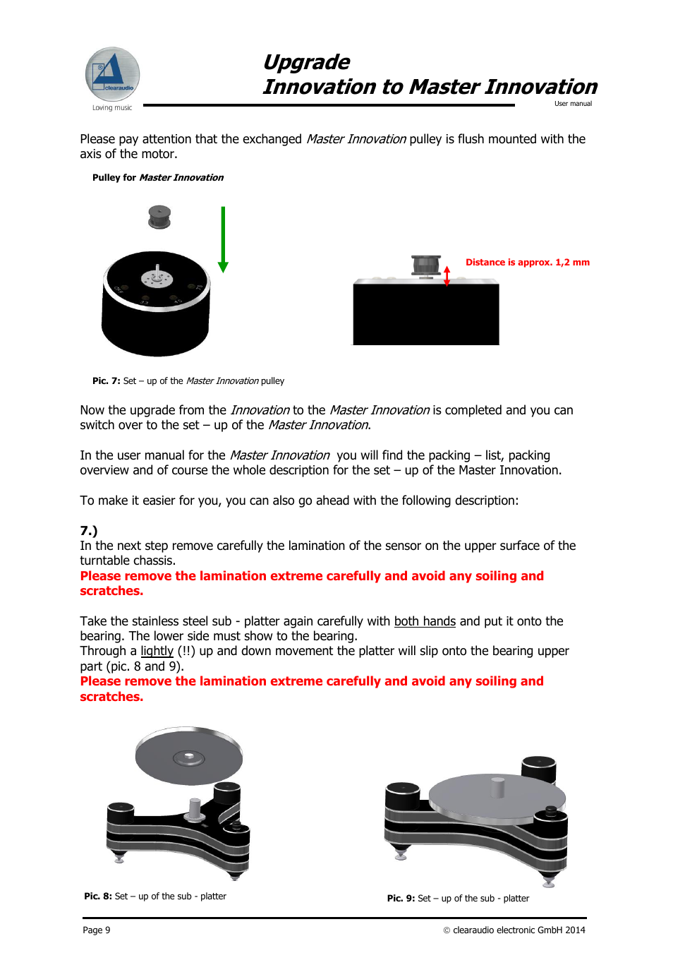 Upgrade innovation to master innovation | Clearaudio INNOVATION Upgrade to Master User Manual | Page 10 / 19