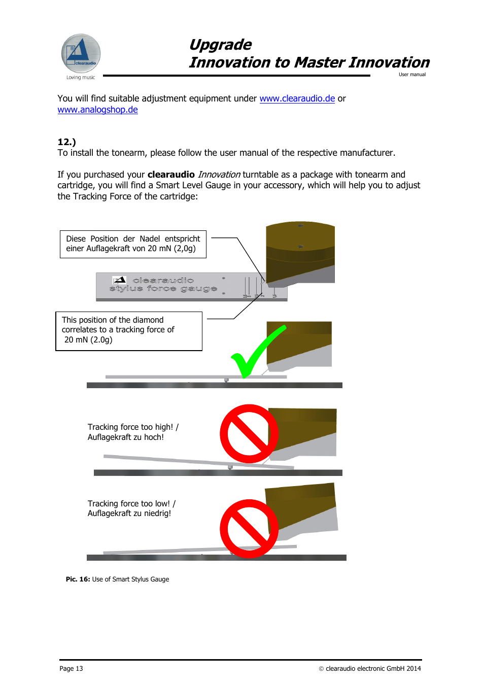 Upgrade innovation to master innovation | Clearaudio INNOVATION Upgrade to Master User Manual | Page 14 / 19