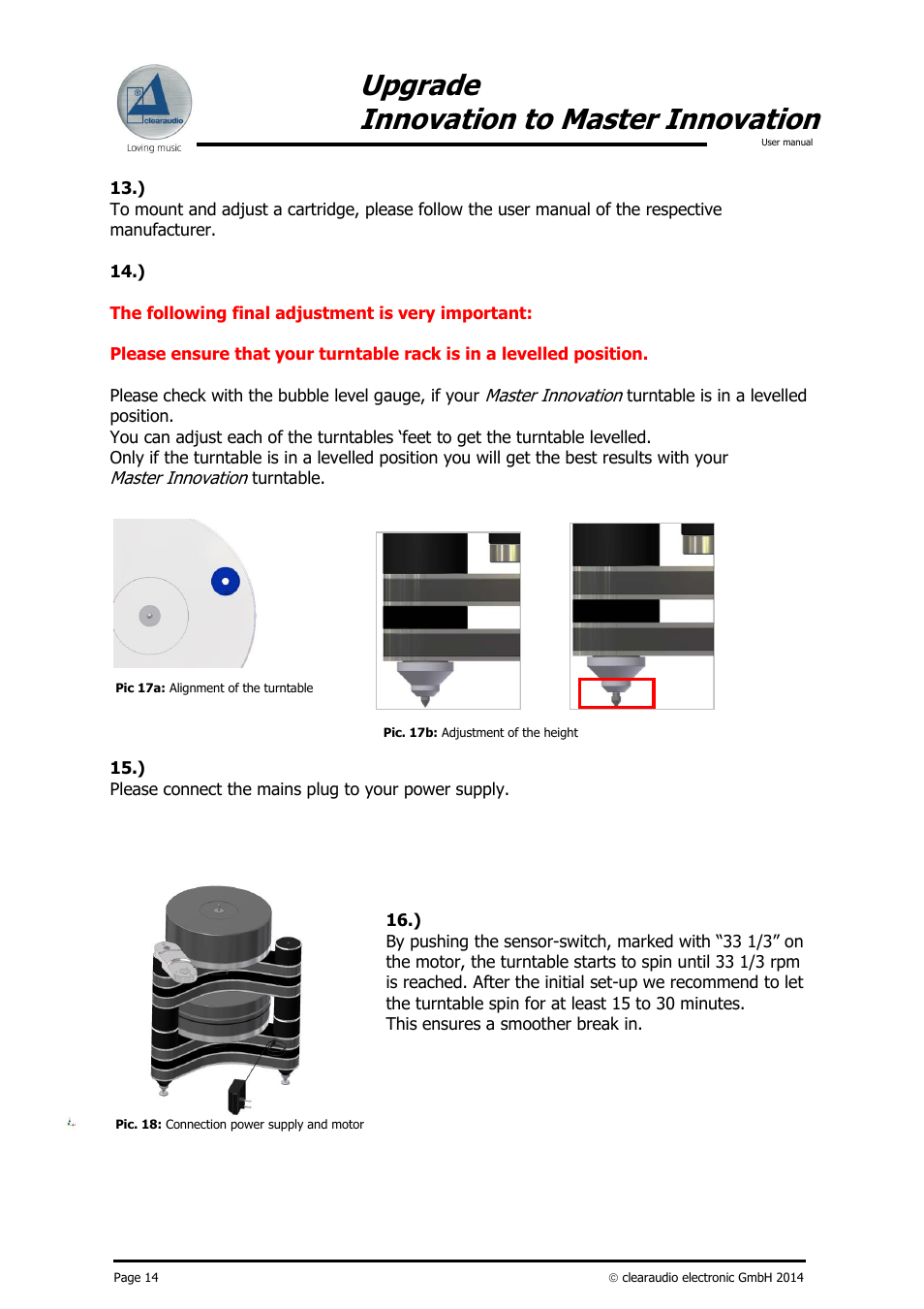 Upgrade innovation to master innovation | Clearaudio INNOVATION Upgrade to Master User Manual | Page 15 / 19