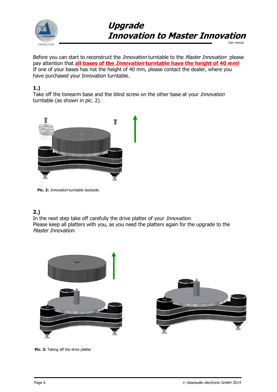 Upgrade innovation to master innovation | Clearaudio INNOVATION Upgrade to Master User Manual | Page 7 / 19