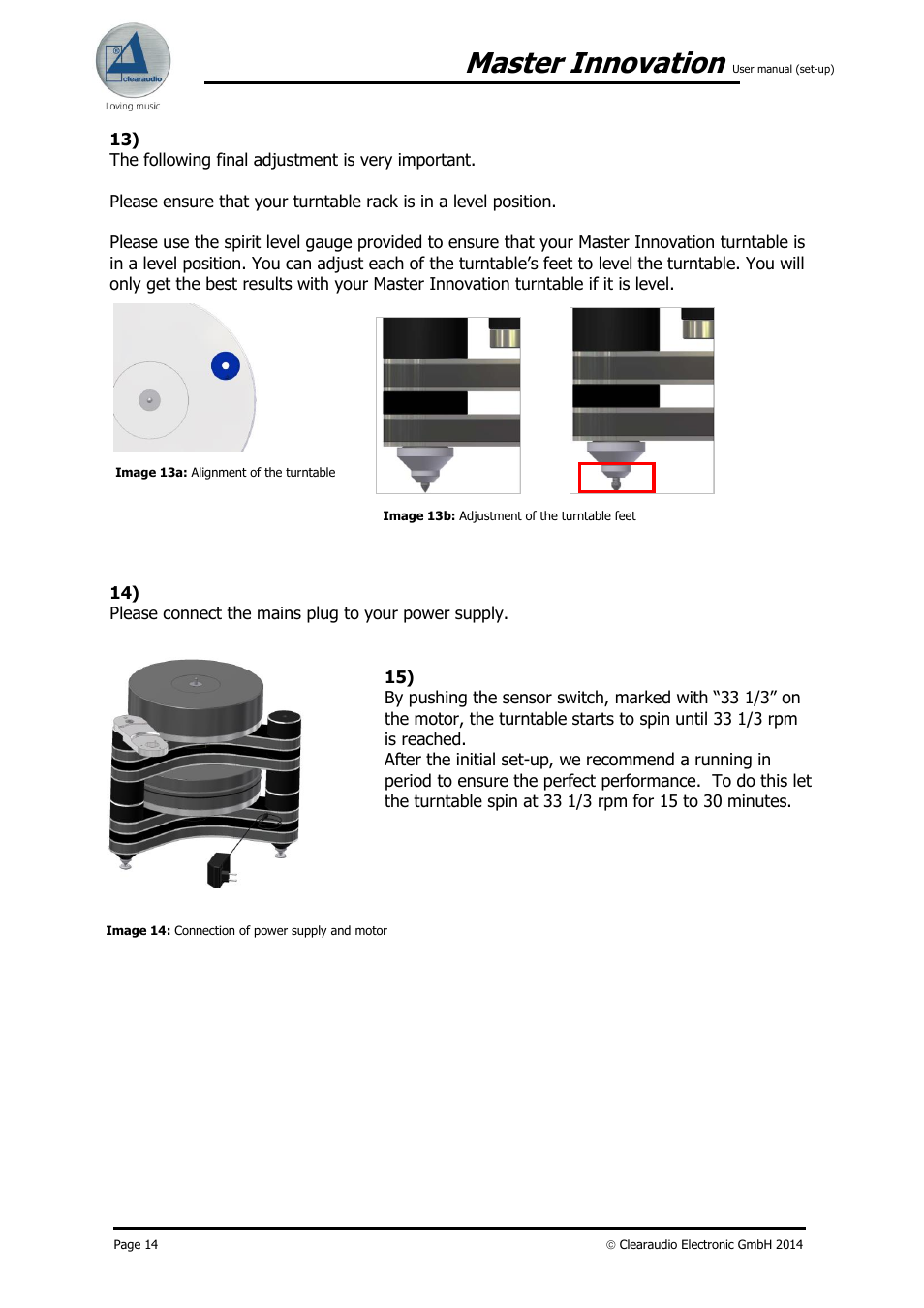 Master innovation | Clearaudio MASTER INNOVATION User Manual | Page 14 / 18