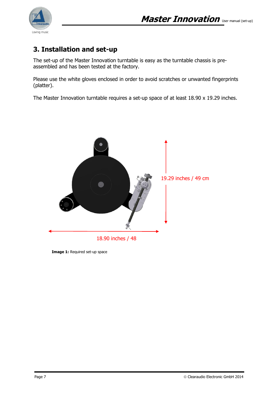 Master innovation, Installation and set-up | Clearaudio MASTER INNOVATION User Manual | Page 7 / 18