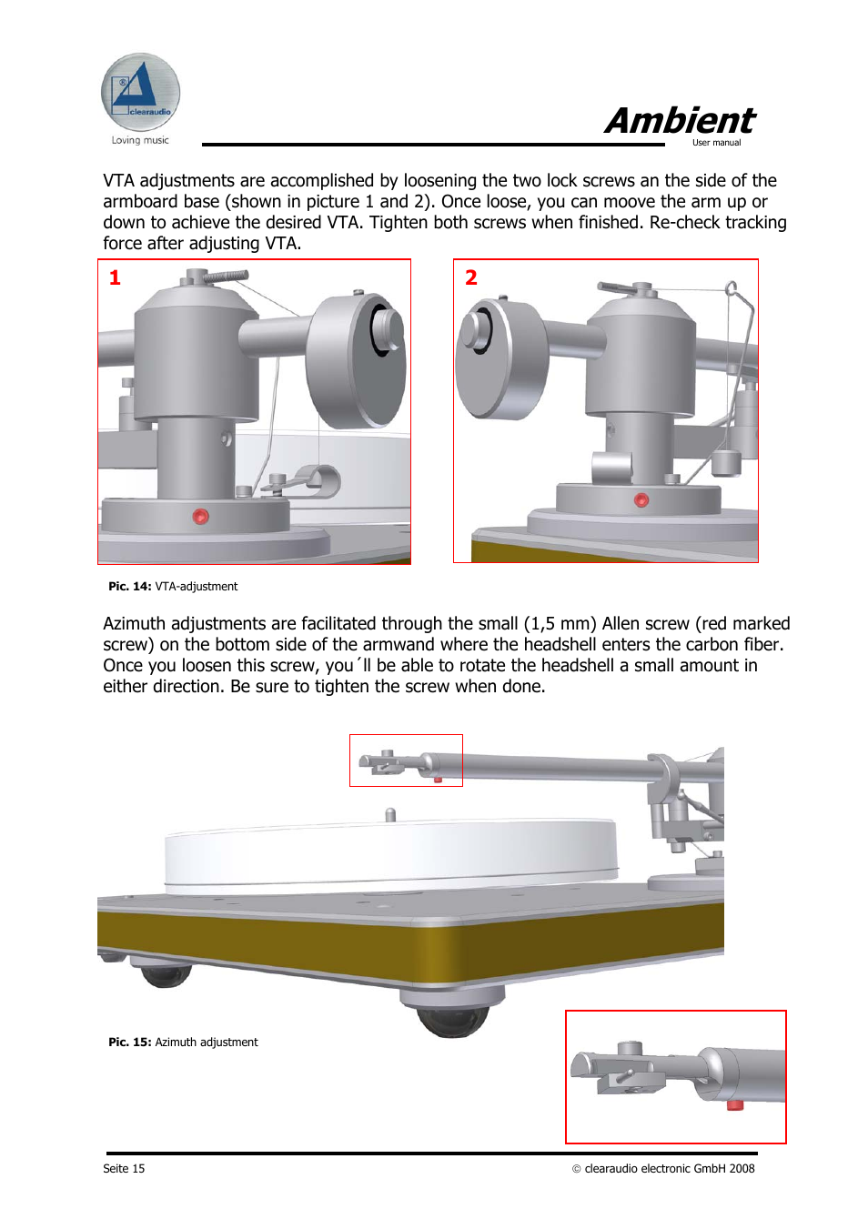 Ambient | Clearaudio AMBIENT User Manual | Page 15 / 22