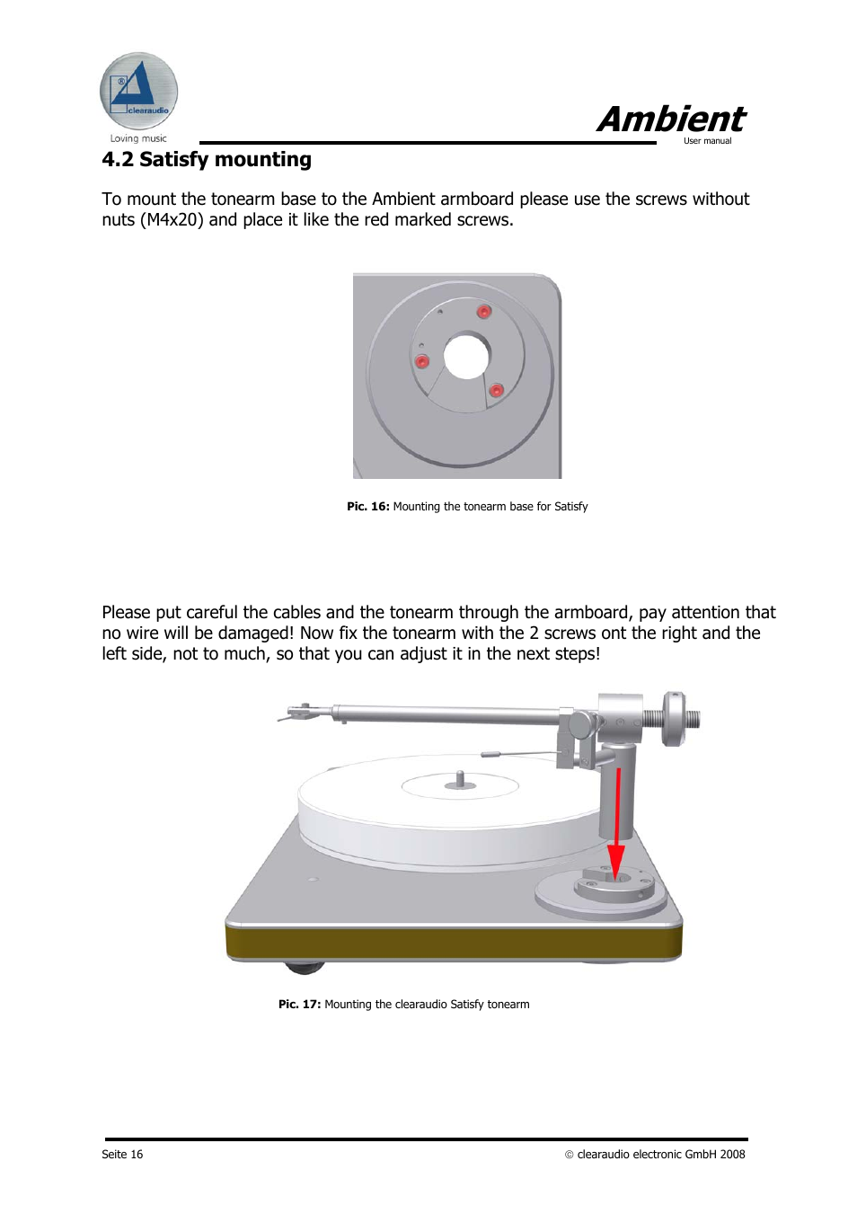 Ambient, 2 satisfy mounting | Clearaudio AMBIENT User Manual | Page 16 / 22