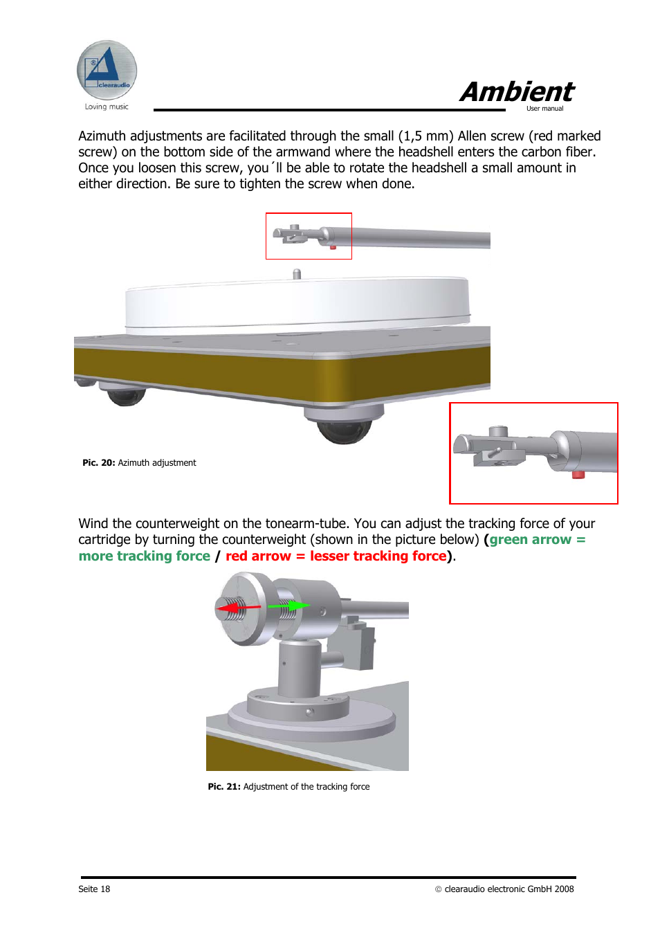 Ambient | Clearaudio AMBIENT User Manual | Page 18 / 22