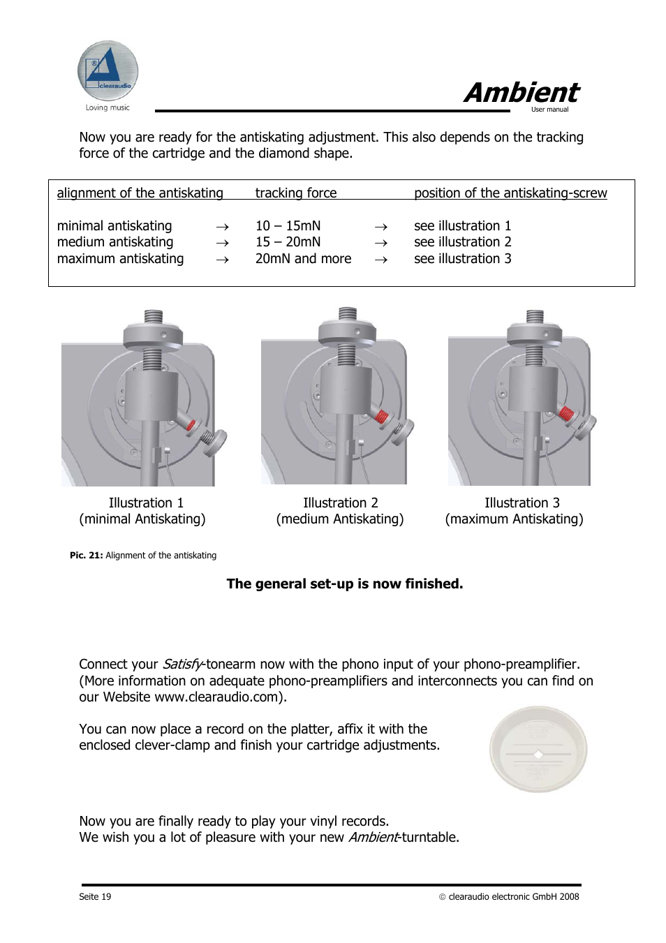 Ambient | Clearaudio AMBIENT User Manual | Page 19 / 22