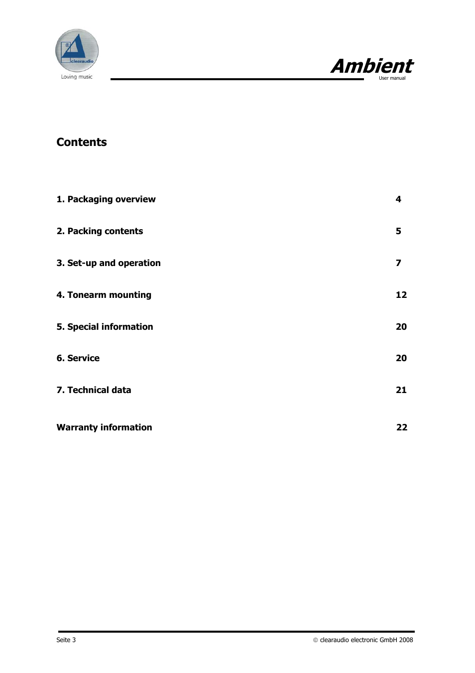 Clearaudio AMBIENT User Manual | Page 3 / 22