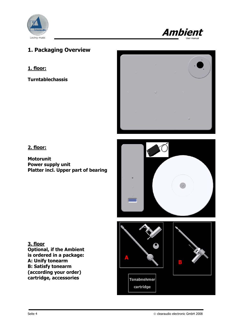 Ambient, Packaging overview | Clearaudio AMBIENT User Manual | Page 4 / 22