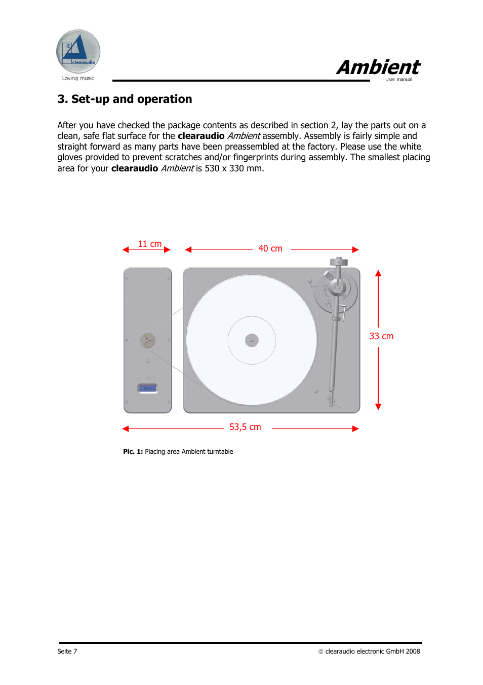 Ambient, Set-up and operation | Clearaudio AMBIENT User Manual | Page 7 / 22