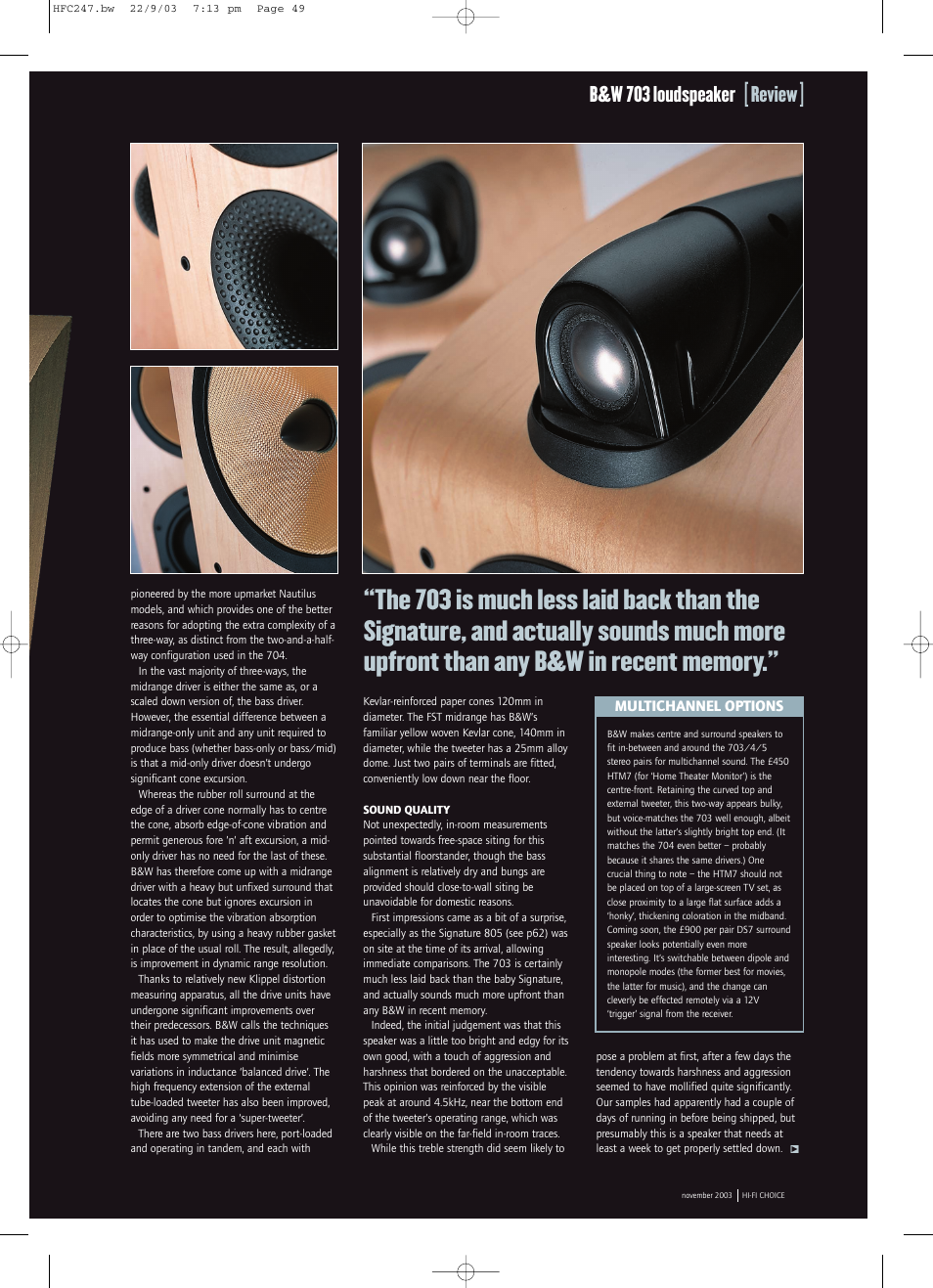 Review, B&w 703 loudspeaker | Bowers & Wilkins SEVENTH HEAVEN 700 User Manual | Page 2 / 3