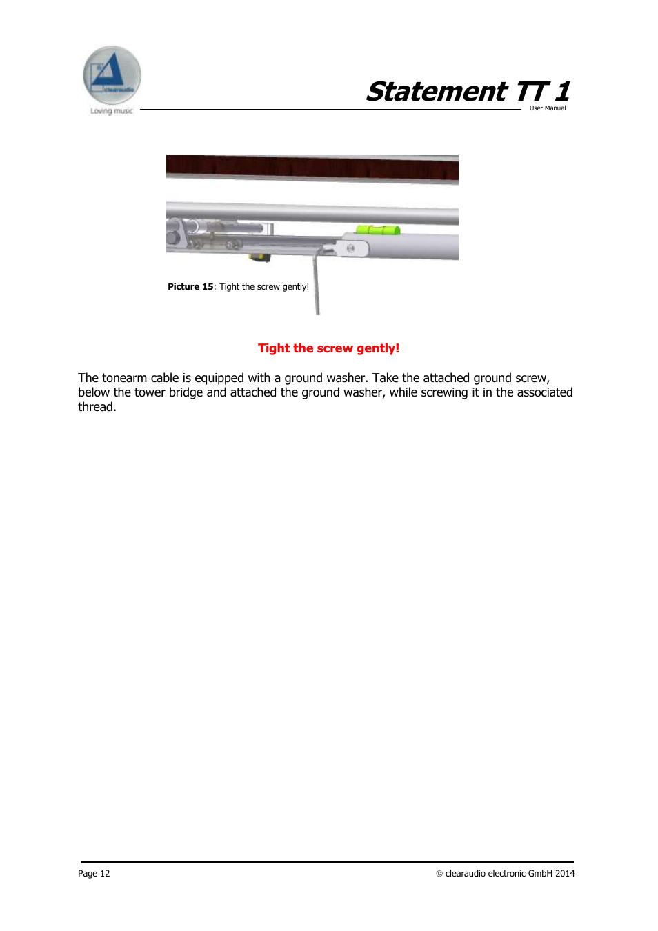 Statement tt 1 | Clearaudio STATEMENT TT1 (Tangential) User Manual | Page 12 / 17