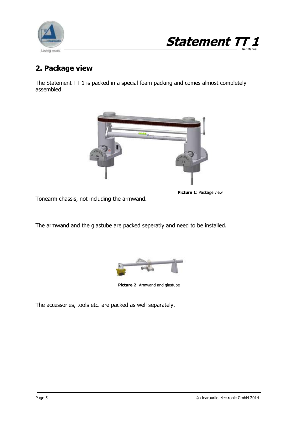 Statement tt 1, Package view | Clearaudio STATEMENT TT1 (Tangential) User Manual | Page 5 / 17