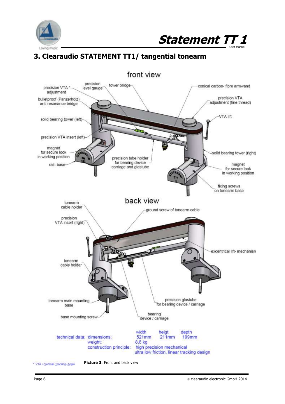 Statement tt 1, Clearaudio statement tt1/ tangential tonearm | Clearaudio STATEMENT TT1 (Tangential) User Manual | Page 6 / 17