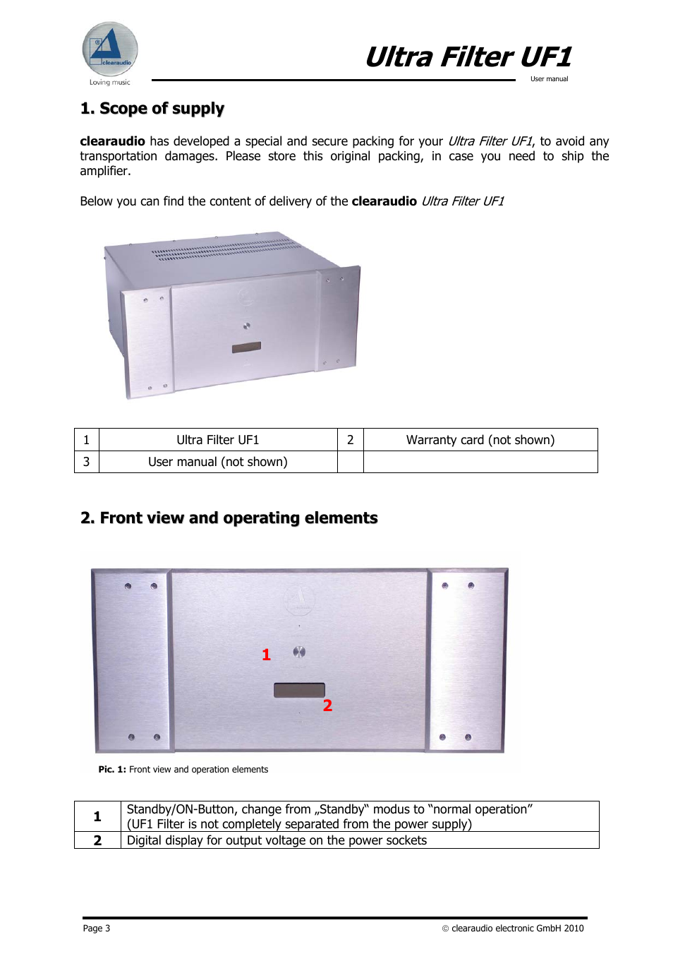 Ultra filter uf1 | Clearaudio UF1 (ULTRA FILTER) User Manual | Page 3 / 7