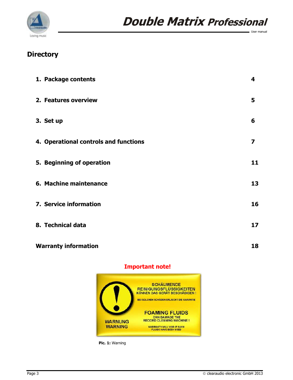 Double matrix, Professional | Clearaudio DOUBLE MATRIX PROFESSIONAL User Manual | Page 3 / 17