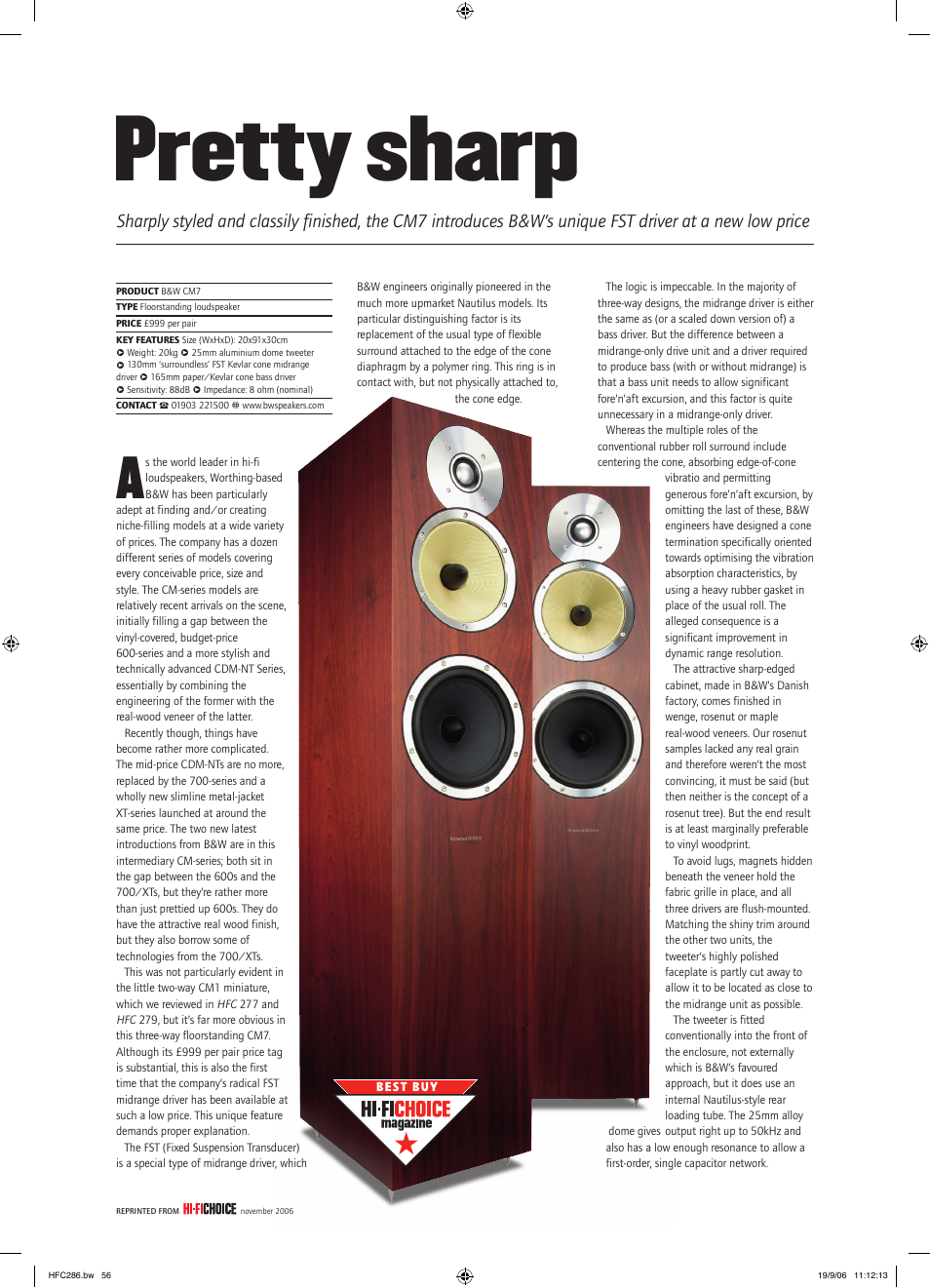 Bowers & Wilkins CM7 User Manual | 2 pages