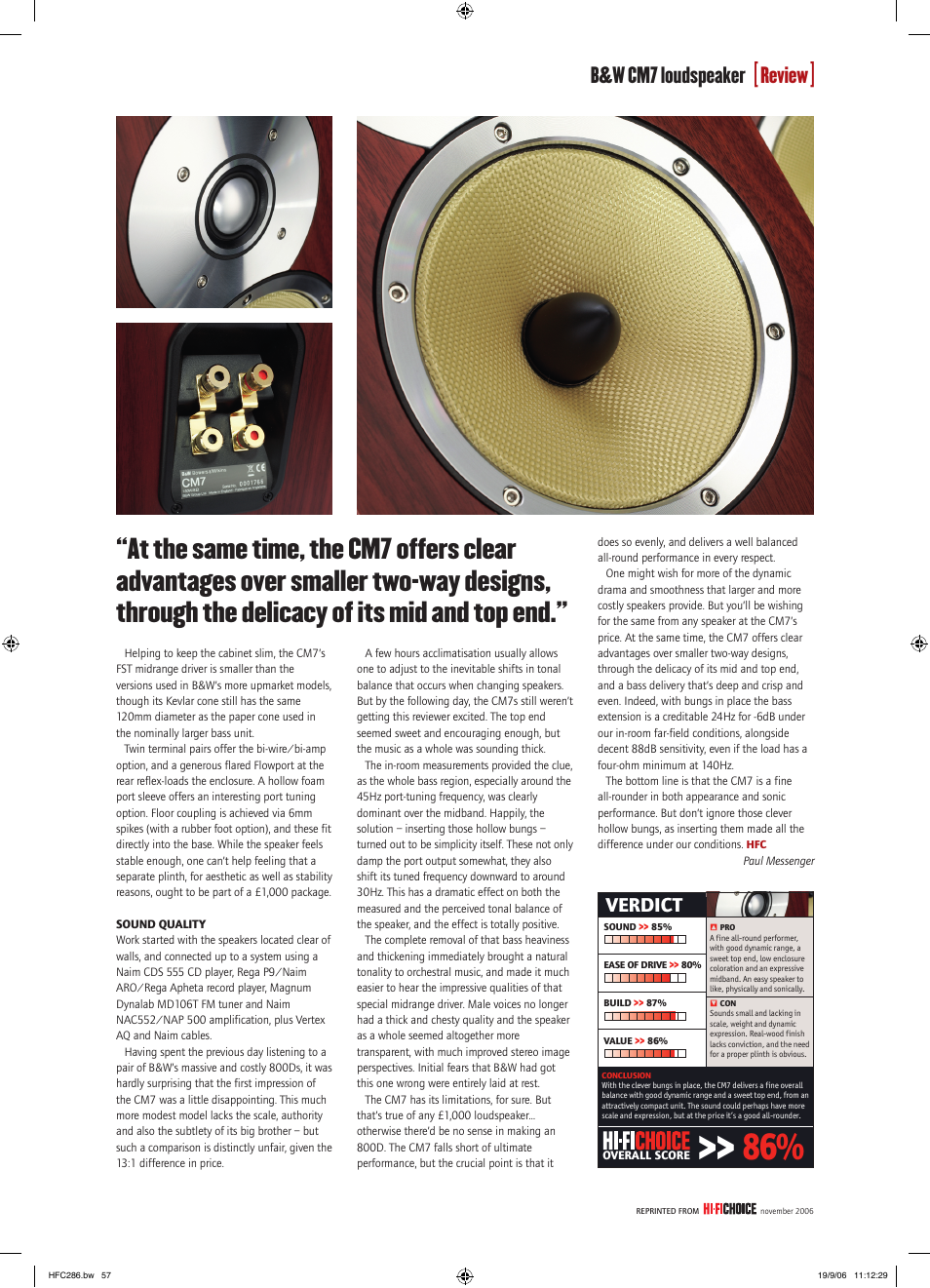Verdict, B&w cm7 loudspeaker, Review | Bowers & Wilkins CM7 User Manual | Page 2 / 2