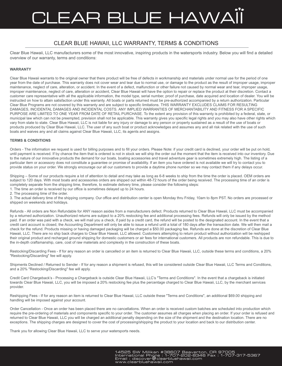 Clear blue hawaii | Clearblue Molokai 5 Passanger User Manual | Page 5 / 5