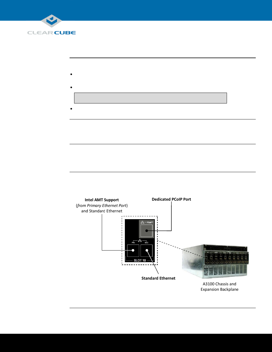 A3100 chassis ports and protocol support, Figure 5, Below | Installation in a3100 chassis | ClearCube A6106D Blade User Manual | Page 5 / 10