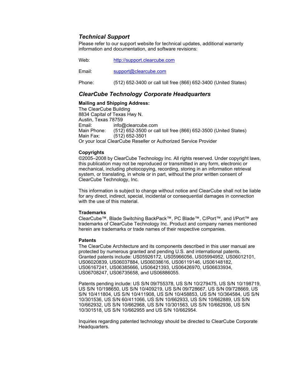 ClearCube C/Port & MVX User Manual | Page 2 / 60