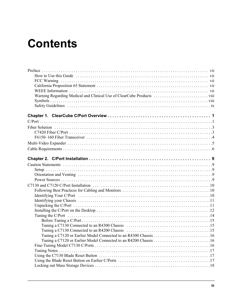 ClearCube C/Port & MVX User Manual | Page 3 / 60