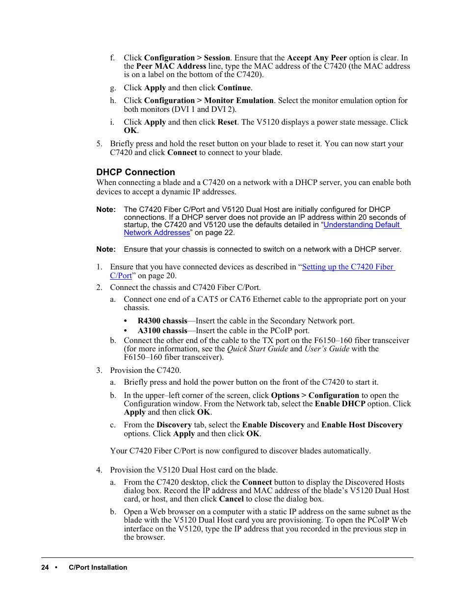 Dhcp connection | ClearCube C/Port & MVX User Manual | Page 34 / 60