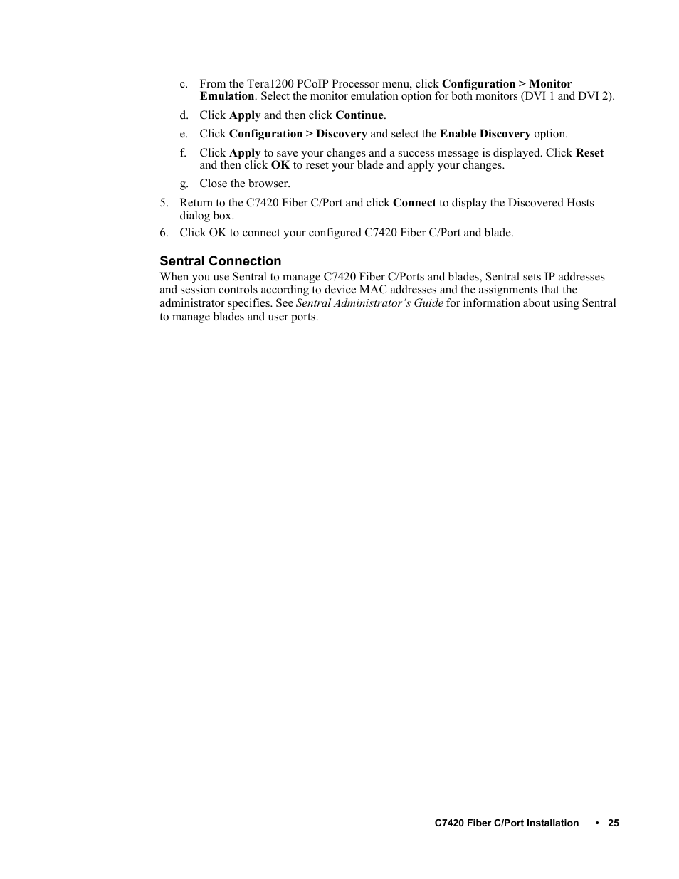 Sentral connection | ClearCube C/Port & MVX User Manual | Page 35 / 60