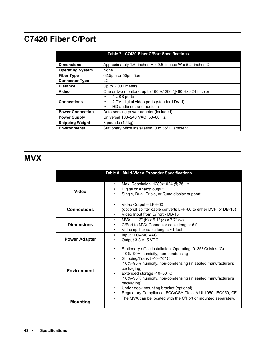 C7420 fiber c/port mvx | ClearCube C/Port & MVX User Manual | Page 52 / 60