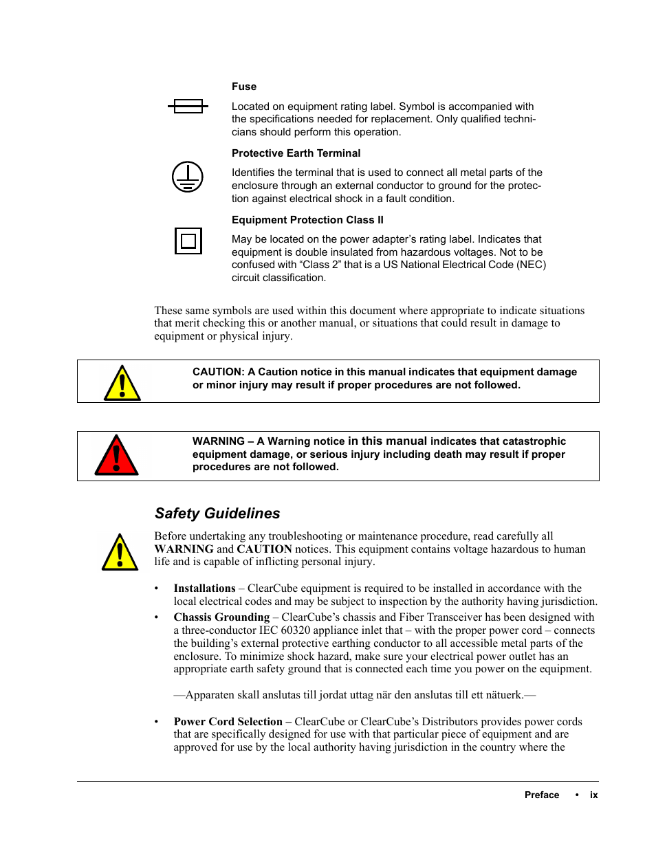 Safety guidelines | ClearCube C/Port & MVX User Manual | Page 9 / 60