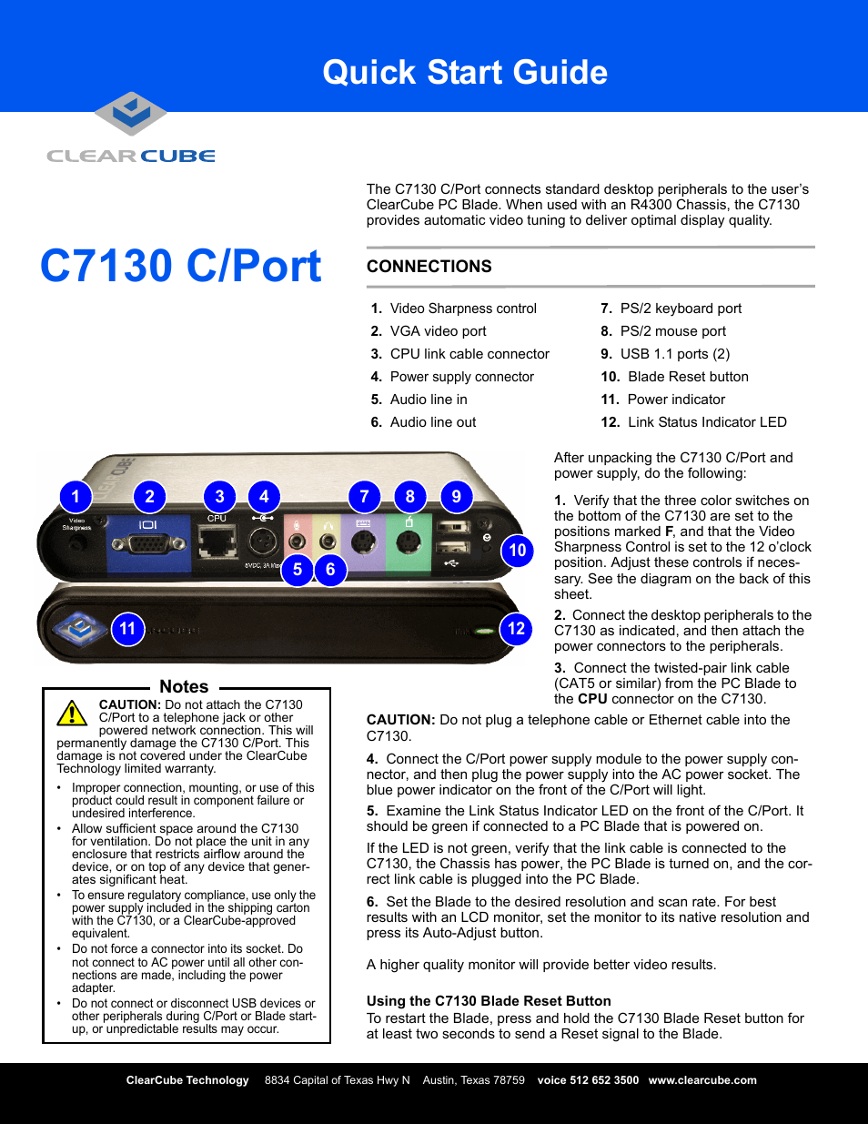 ClearCube C7130 User Manual | 2 pages