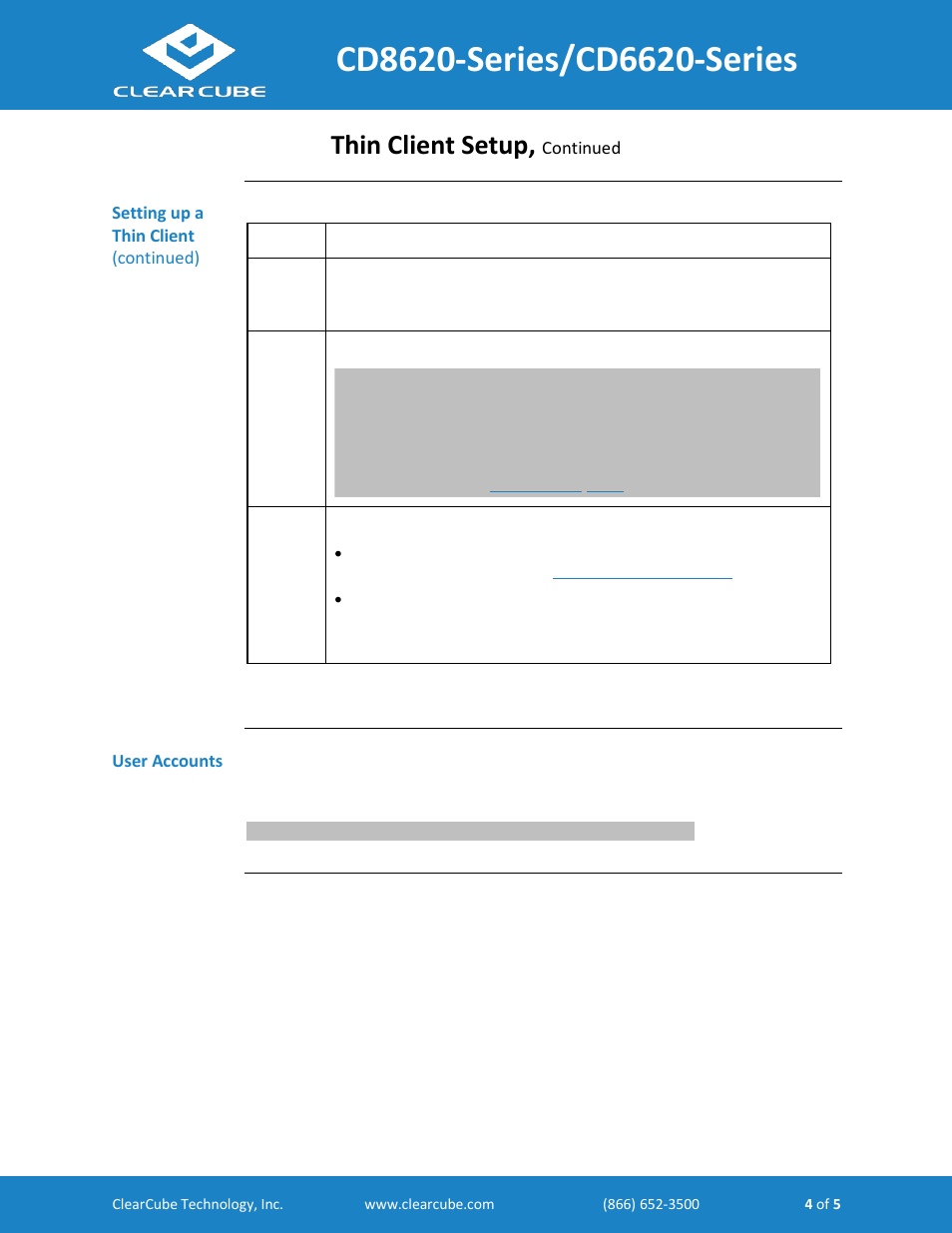 Thin client setup | ClearCube CD662x Thin Client User Manual | Page 4 / 5