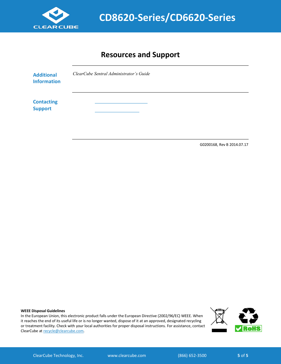 Resources and support | ClearCube CD662x Thin Client User Manual | Page 5 / 5