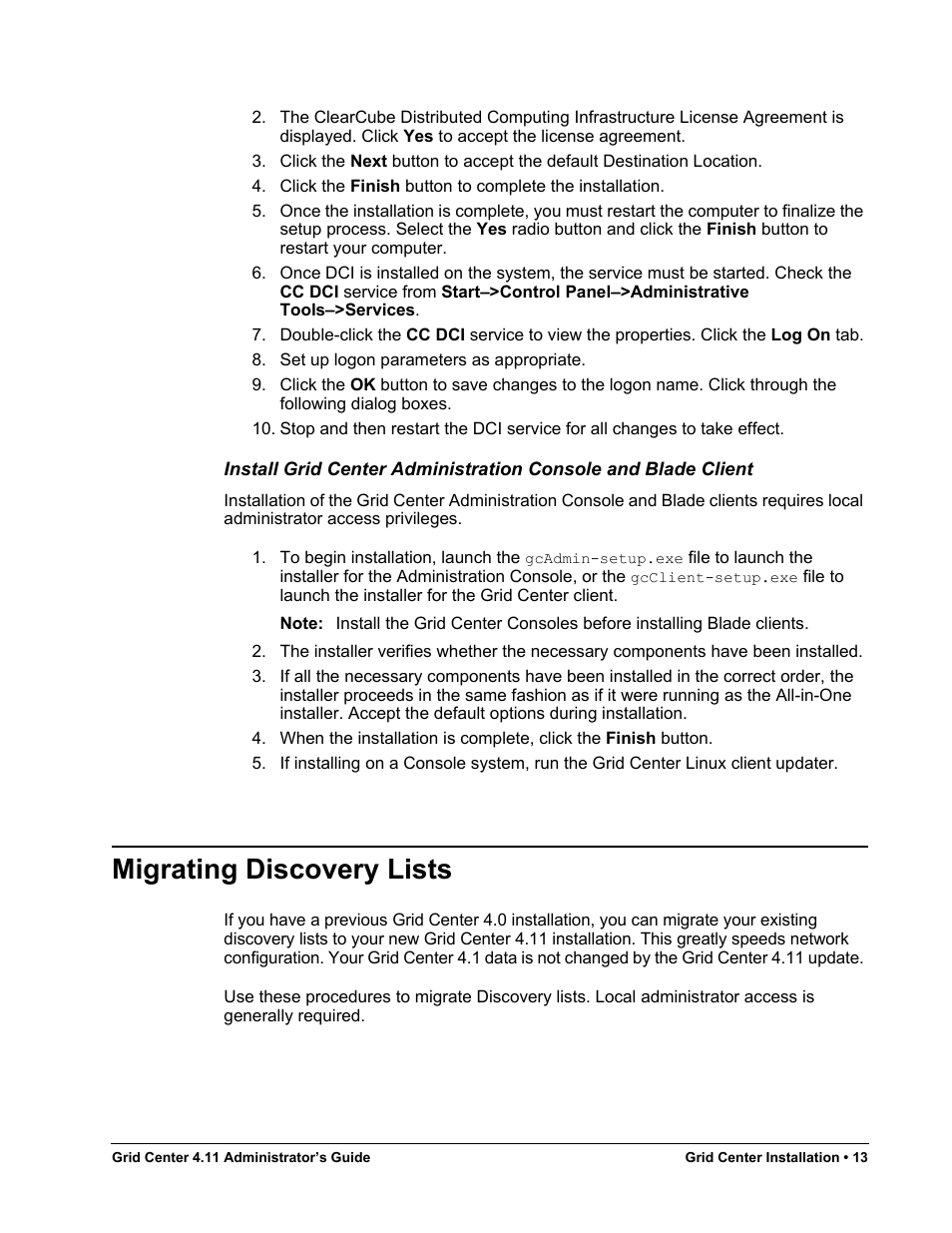 Migrating discovery lists, 13 be | ClearCube Grid Center Admin Guide 4.11 User Manual | Page 19 / 78