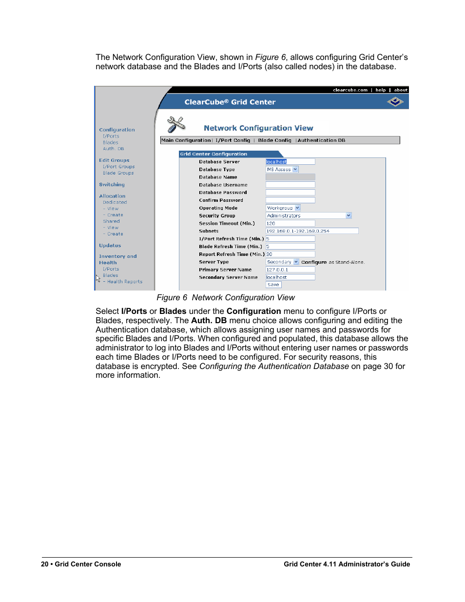 Figure 6, Network configuration view | ClearCube Grid Center Admin Guide 4.11 User Manual | Page 26 / 78