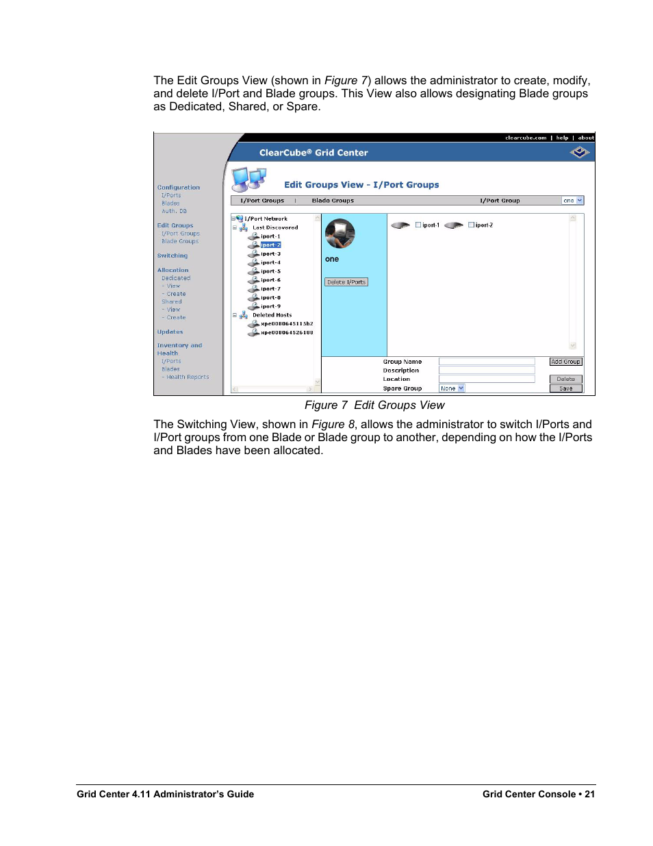 Figure 7, Edit groups view | ClearCube Grid Center Admin Guide 4.11 User Manual | Page 27 / 78
