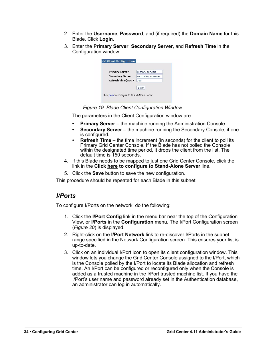 I/ports, Figure 19, Blade client configuration window | ClearCube Grid Center Admin Guide 4.11 User Manual | Page 40 / 78