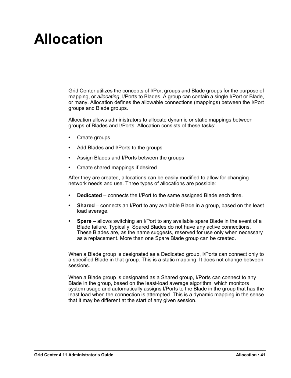 Allocation, E allocation on | ClearCube Grid Center Admin Guide 4.11 User Manual | Page 47 / 78