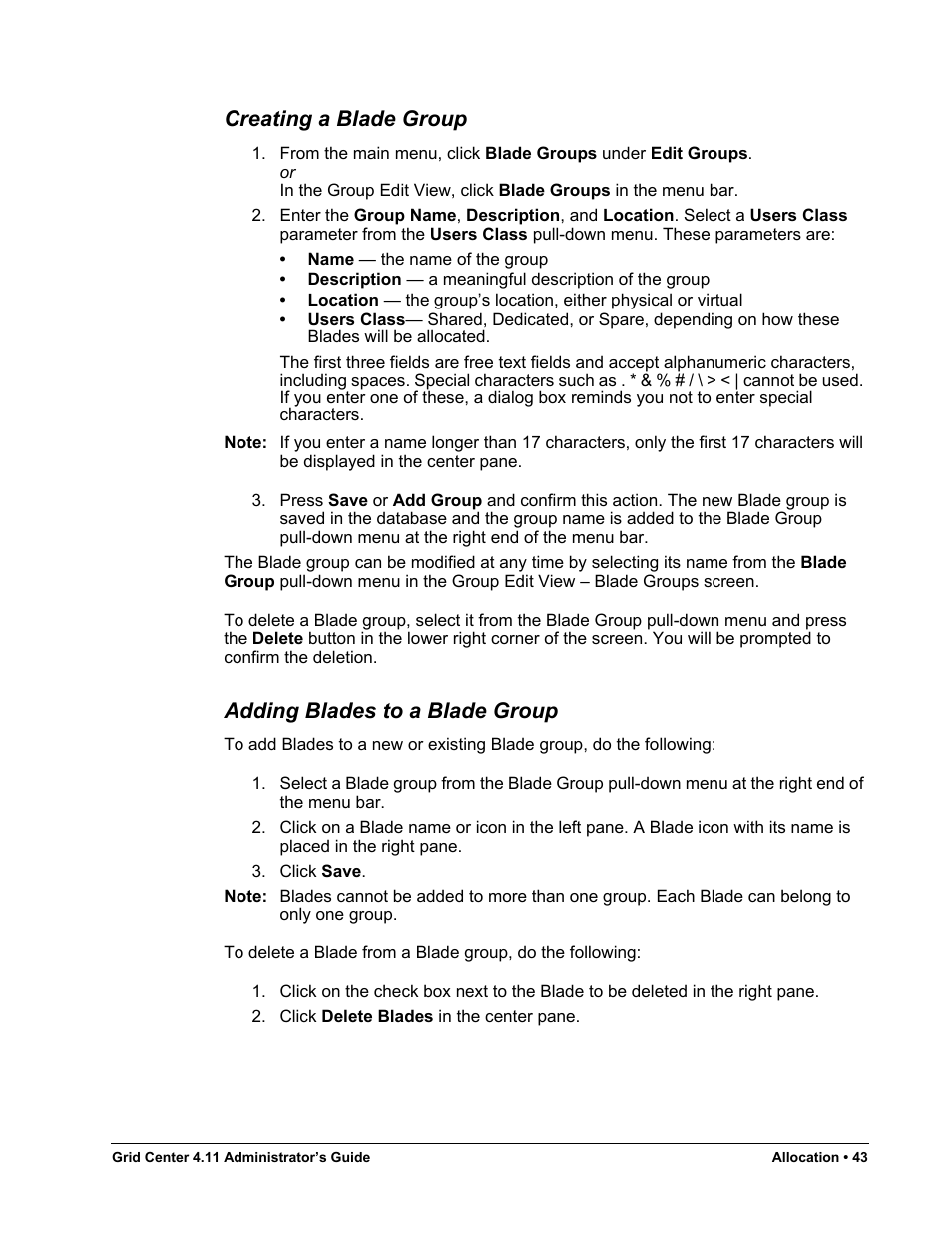 Creating a blade group, Adding blades to a blade group | ClearCube Grid Center Admin Guide 4.11 User Manual | Page 49 / 78