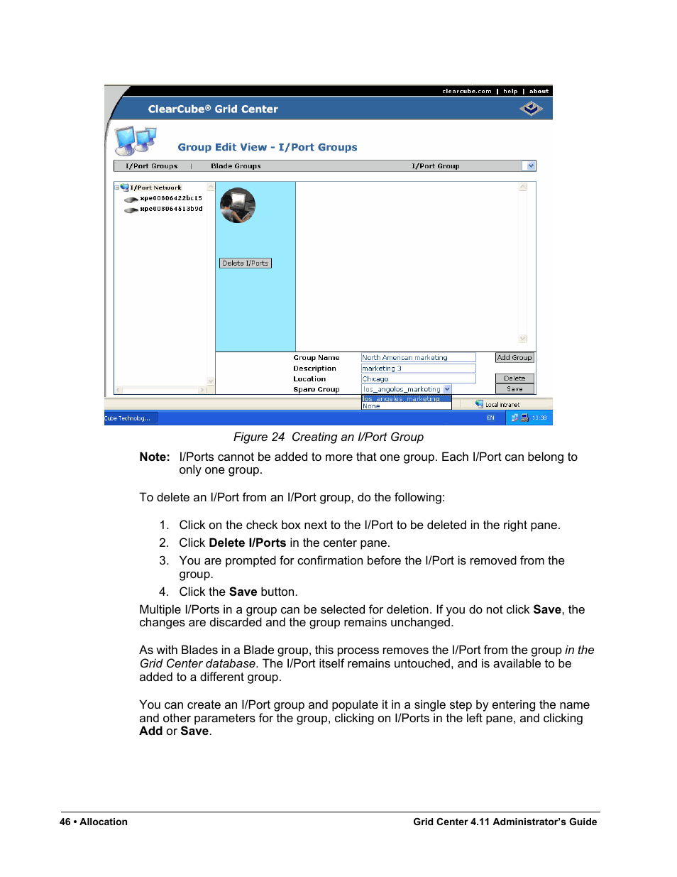 Figure 24, Creating an i/port group | ClearCube Grid Center Admin Guide 4.11 User Manual | Page 52 / 78