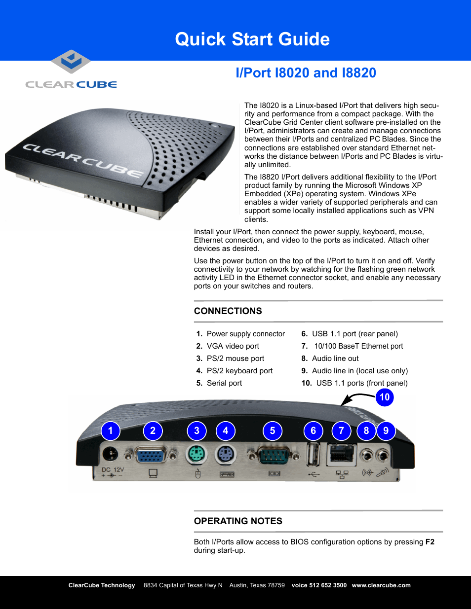 ClearCube I/Port I8820 User Manual | 2 pages