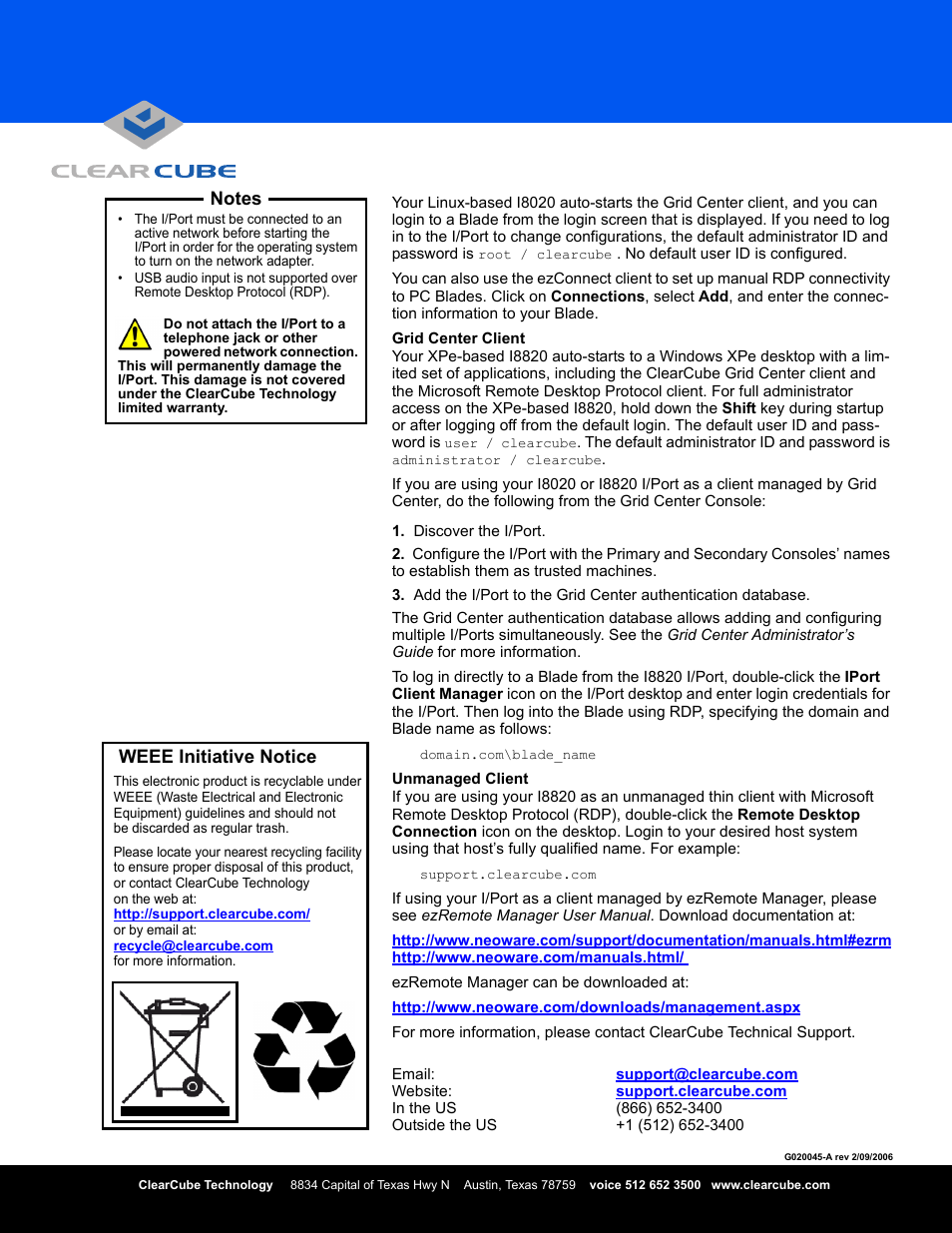 ClearCube I/Port I8820 User Manual | Page 2 / 2