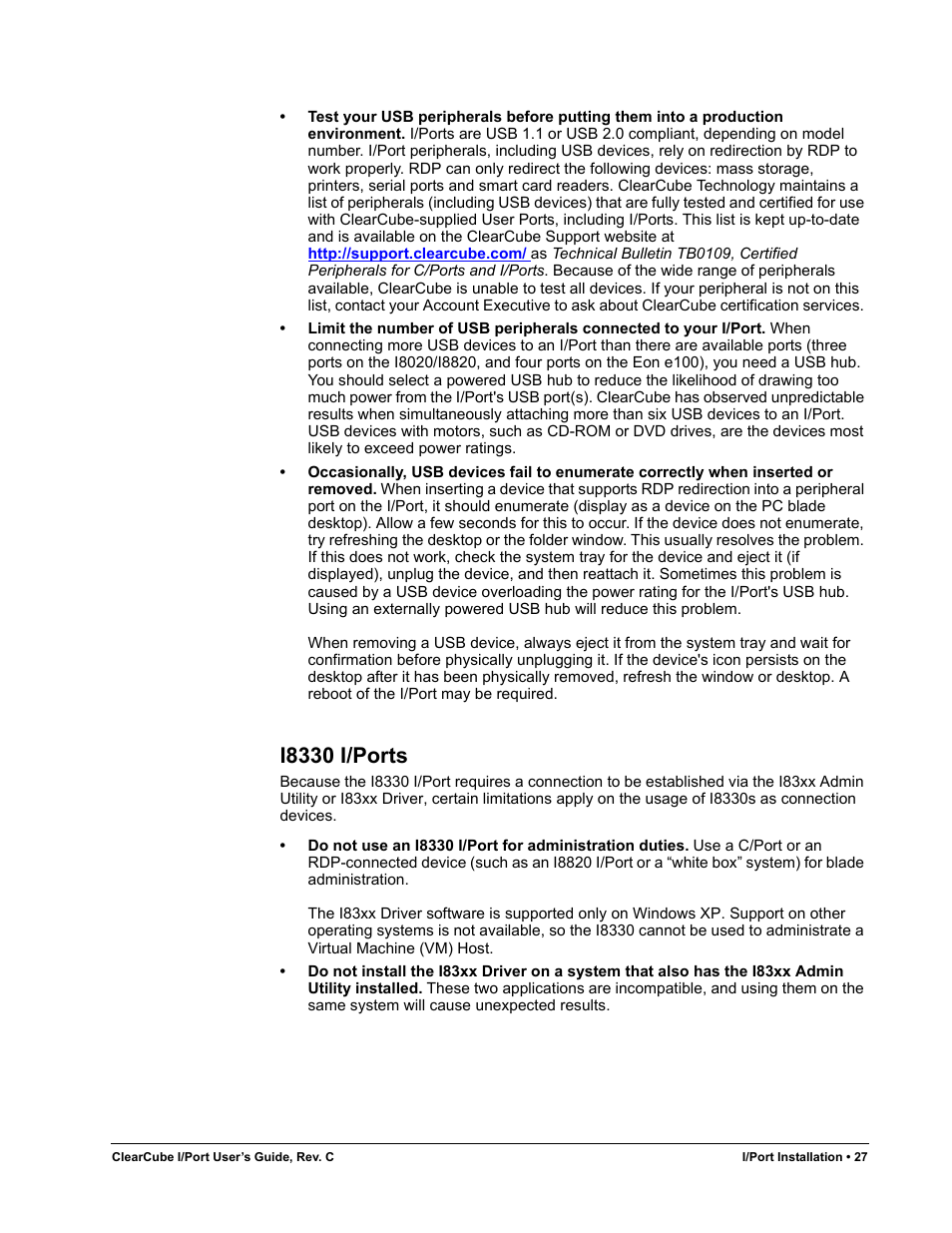 I8330 i/ports | ClearCube I/Port Quick Reference Guide User Manual | Page 31 / 38