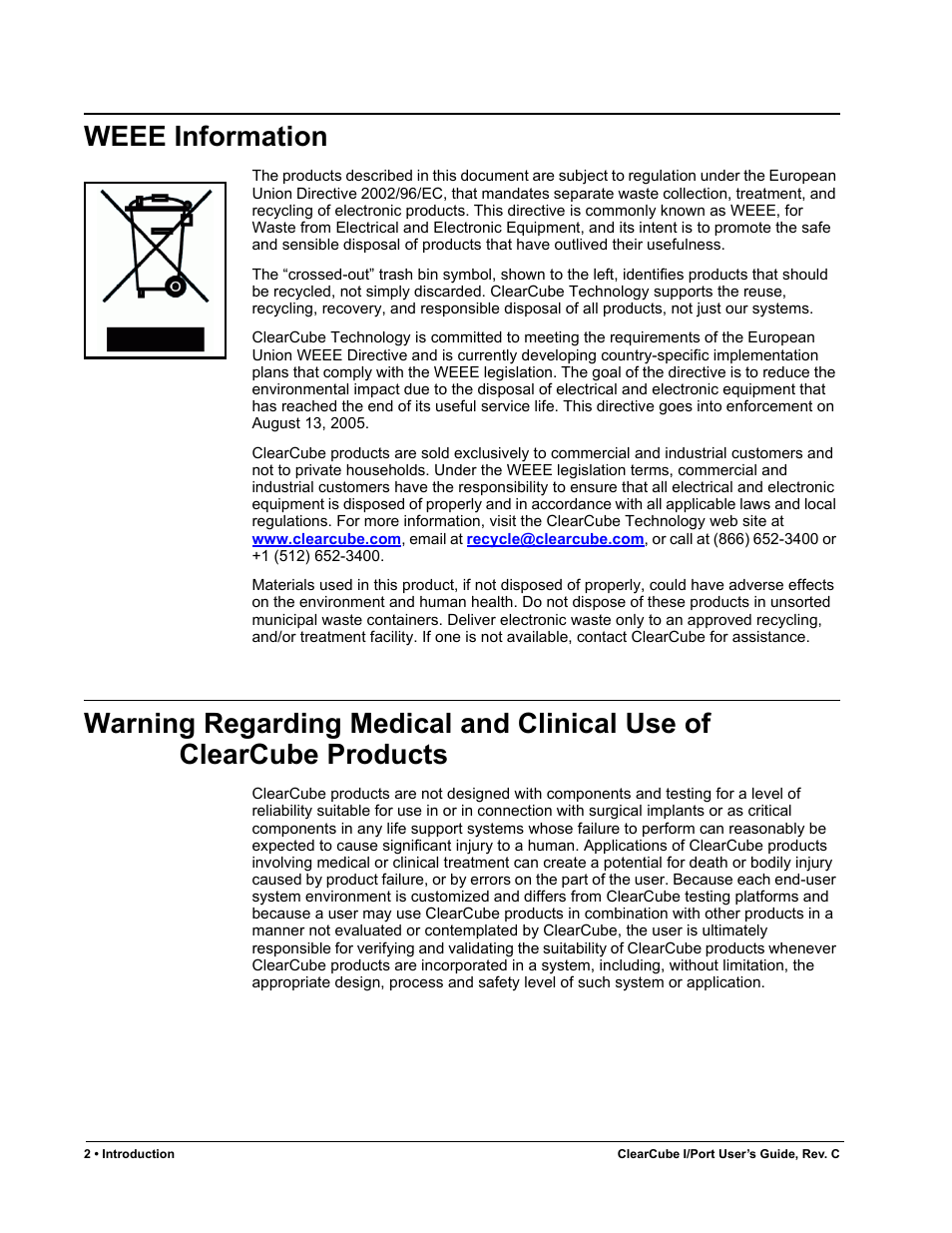 Weee information | ClearCube I/Port Quick Reference Guide User Manual | Page 6 / 38