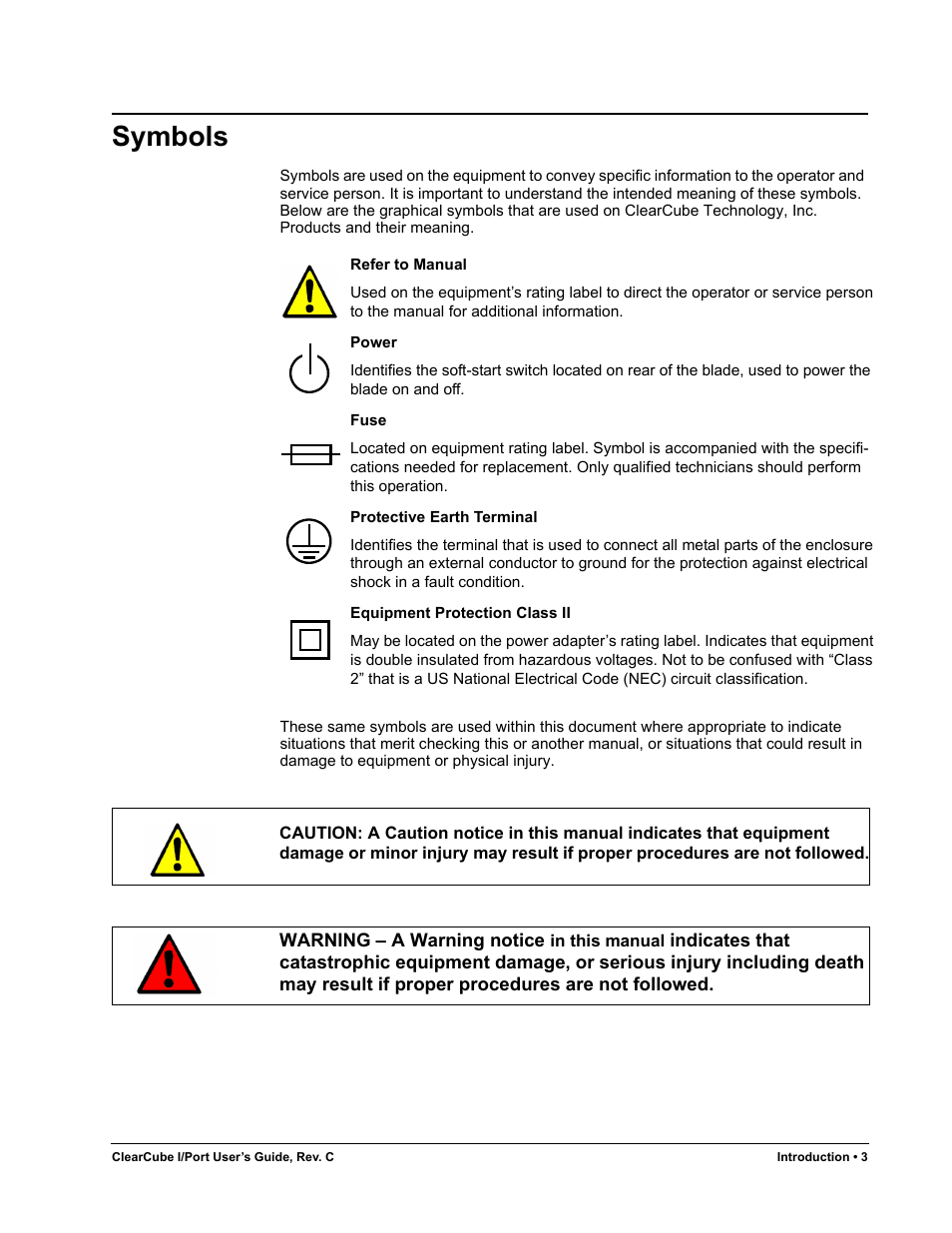 Symbols | ClearCube I/Port Quick Reference Guide User Manual | Page 7 / 38