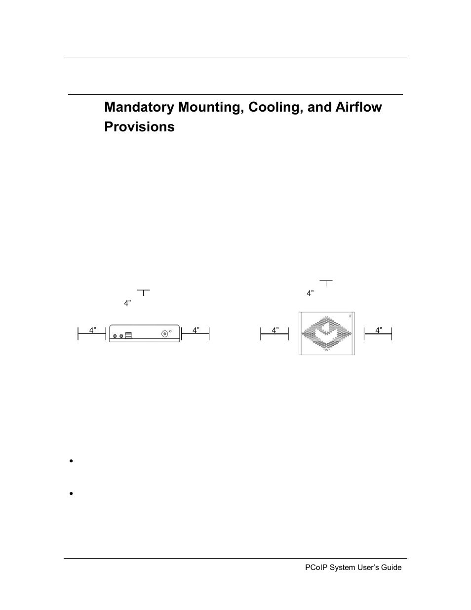 1 ensuring adequate clearance around zero clients, 2 ensuring proper client mounting, Ensuring adequate clearance around zero clients | Ensuring proper client mounting | ClearCube PCoIP System User's Guide User Manual | Page 41 / 126