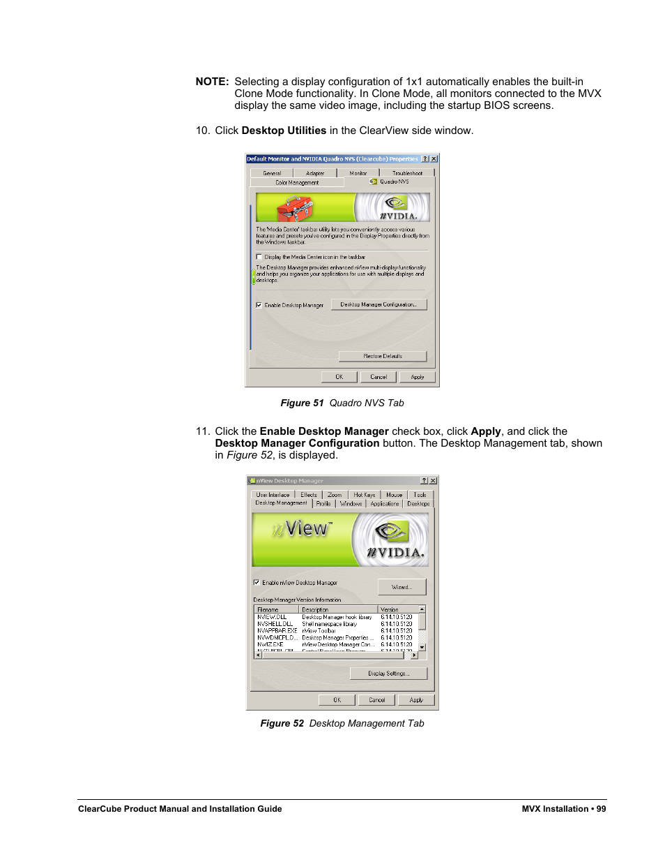 Figure 51, Quadro nvs tab, Figure 52 | Desktop management tab | ClearCube R Series Pentium 4 User Manual | Page 109 / 142