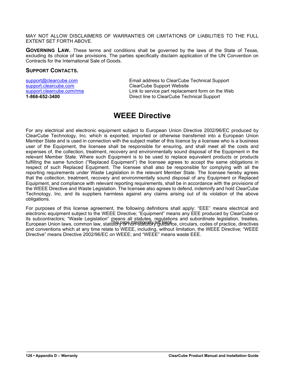 Weee directive | ClearCube R Series Pentium 4 User Manual | Page 136 / 142