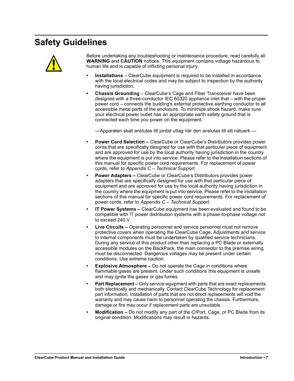 Safety guidelines | ClearCube R Series Pentium 4 User Manual | Page 17 / 142